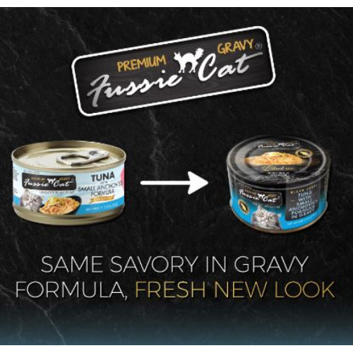 (原箱優惠)(新包裝) Fussie Cat 80g Premium Gravy Black Label ((Tuna with Small Anchovies Formula in Gravy)) 全齡肉汁主食罐 極品吞拿魚+小鯷魚 80克 X 24罐(FUG-SLC) (原箱優惠)(新包裝) Fussie Cat 80g Premium Gravy Black Label ((Tuna with Small Anchovies Formula in Gravy)) 全齡肉汁主食罐 極品吞拿魚+小鯷魚 80克 X 24罐(FUG-SLC)